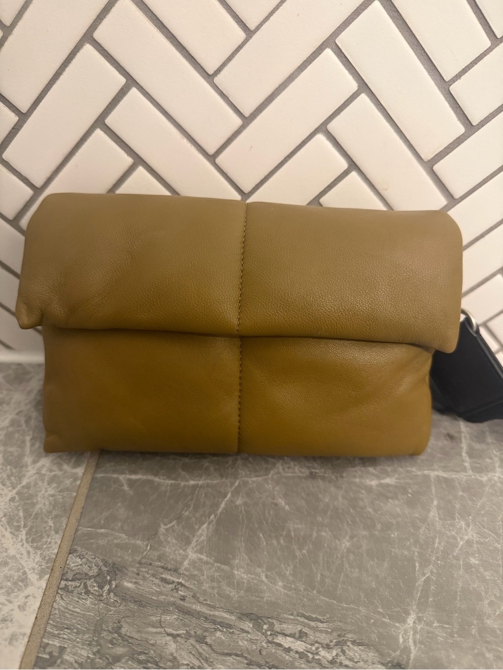 All Saints Ezra Quilted Leather Crossbody Bag in Mustard - Picture 3 of 11